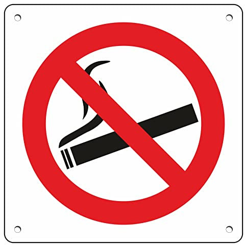 pubblimania Interdit de fumer | Panneau en aluminium idéal pour une utilisation en extérieur, épaisseur 3 mm (interdit de fumer) 14,5 x 14,5 cm