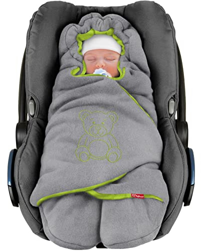 ByBoom Baby Couverture Enveloppante Hiver Universelle Multi-Usages, pour Coques Bébé, Sièges Auto, Poussettes ou Landaus; L'ORIGINAL avec l'ours