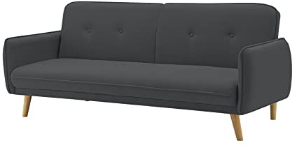 AVANTI TRENDSTORE Divano Funzione Letto 2 Posti Pedros in Microfibra, Antracite, 188 x 80 x 85 cm