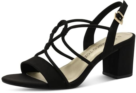 MARCO TOZZI Damen Sandalen mit Absatz Elegant Vegan, Schwarz (Black), 39 EU