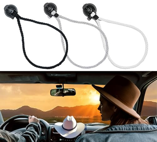 CEOCE Car Cowboy Hat Holder for Truck – Easy-to-Use, Cotton Rope, Strong Suction Car Hat Holder Cowboy, Western Style – Keeps Gear Safe from Damage. (3-Pack)