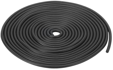 uxcell Nitrile Rubber Round Seal Strip, 3mm(1/8) Diameter 2 Meters (6.56Ft) Long Hard Solid Rubber Weather Stripping for DIY Gasket, Industrial Equipment, and Furniture