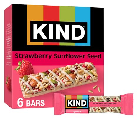 KIND Seeds Fruit & Nuts Snack Bar, Strawberry Sunflower Seed | 5g Protein, High Fiber, Gluten Free Bars, 1.4 OZ, 6 Count