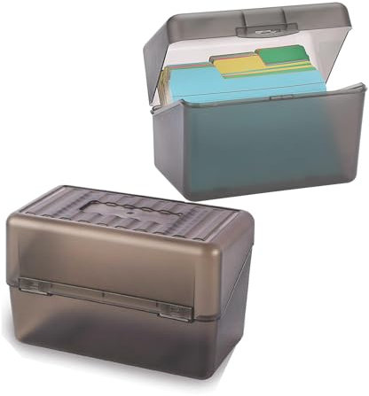 MEISO 2 Stück Karteikarten Box, Lernkarteibox Karteikasten für 800 Karten A7 A8, Karteikartenbox, Karteikartenhalter, Rezeptkartenbox, Notizkartenetui, für Zuhause Büro Schule