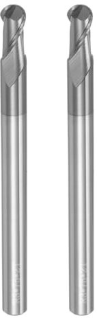 sourcing map 2pcs Ball Nose End Mills CNC Router Bits, 3mm (1/8) Radius Solid Carbide AlTiN Coated 2 Flutes HRC45 6mm (1/4) Diameter 6mm (1/4) Shank Cutter Milling Tools