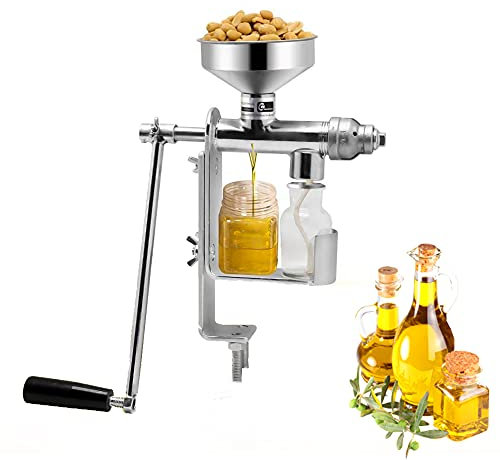 GUHPZA Gewerbliche Ölpressemaschine,manuelle Ölpresse,Handpresse-Ölpressemaschine,Edelstahl-Ölpressemaschine,für Nüsse, Walnuss, Leinsamen, Mandeln, Raps, Sesam, 29 * 31 cm