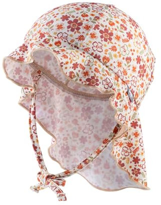 Sterntaler Sonnenhut Blumen - Mädchen Bademütze - UV-Schutz 50+ Sommermütze für Strand und Schwimmbad - mit Nackenschutz und Bindebändern - Baby & Kinder Kopfbedeckung - Ecru, Größe 55