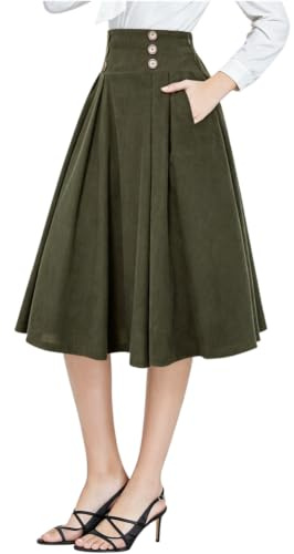 Belle Poque Gonna da Donna Vita Alta a Pieghe Elegante Casual Moda BPE02150