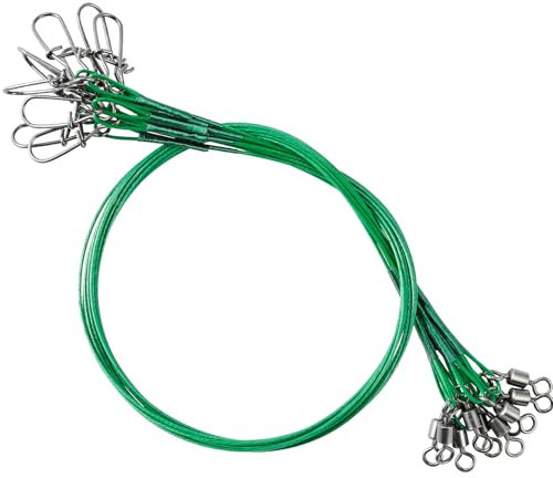 Atibin Stainless Steel Fishing Leaders Freshwater Saltwater Swivels Leader Fishing Wire High Strength Line Leader Lures Black Nickel #4 50lb 11.8in 30pcs