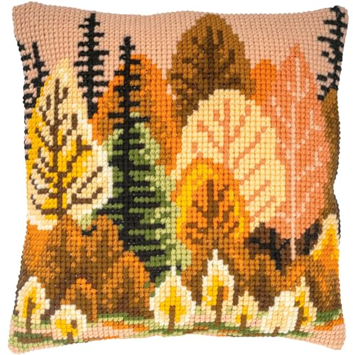 VERVACO Kit Cuscino Punto Croce FORESTA D'AUTUNNO Set Ricamo Principianti Cuscini Gobelin Decorativi ca. 40 x 40 cm Accessori Per Lavoretti Creativi DIY Casa Decor Hobby Adulti Cross Stitch