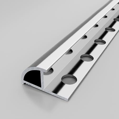 Raouoae Aluminum Tile Edge Trim 125CM (2 Pieces) - Corner, Step, Rail Profiles For Ceramic Tiles, Floors, Wall Panels, Bathroom, Kitchen(Silver,12.2mm)