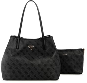 GUESS borsa shopper Victtoria 2 in 1 Tote Coal Logo grigio scuro