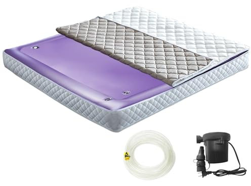 Free Flow Full Wave Water Mattress, Square Waterbed Mattress for Adults, 7.9 Thick PVC Softside Water Bed with Removable Cover, Protable and Foldable, Dual Air Valves (California King - 72x84)