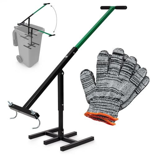 Bin Master Wheelie Bin Compressor – Manual Trash Compactor & Rubbish Press Tool for Kitchen, Home & Recycling, Steel Waste Squasher - Ergonomic Handle & Gloves – Fits 120L 240L 360L Bins & Trash Cans