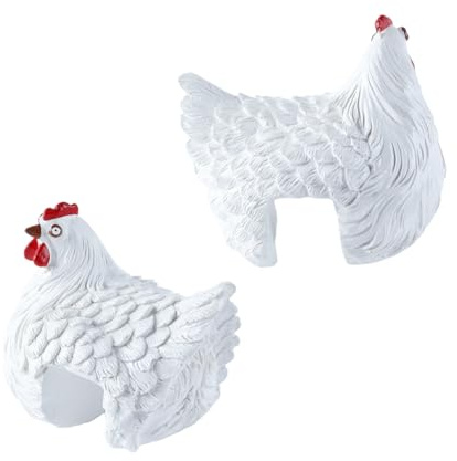 Hoite Tabouret décoratif en forme de poules, blanc, pour décoration de jardin, hauteur 14 cm, pour balcon ou terrasse