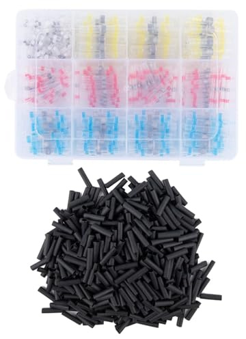 Lawnoval Kit de terminales de conectores de alambre termorretráctiles con manguito de sellado de soldadura, 800 juntas a tope con tubos de poliolefina para cableado automotriz marino y doméstico