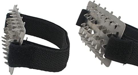 Alomejor Crampons de Traction sur Glace Antidérapants 26 Pointes Crampons à Glace Chaussures Bottes Poignées pour Trail Running Randonnée Pêche pour Hommes Femmes Seniors Acier Inoxydable