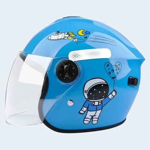 Casque De Scooter Mignon pour Enfants De 3 À 12 Ans (Garçons Et Filles), Homologué ECE 22.06, Casque De Moto Jet Ouvert avec Visière Solaire. I,48-58cm