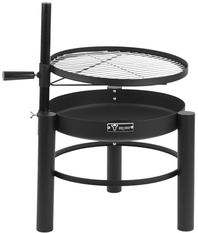 BBQ-Toro Feuerschale con parrilla para asar Ø 50 cm | Parrilla para barbacoa regulable en altura, fuego de 2 en 1 | Hoguera al aire libre, barril de fuego móvil, parrilla de carbón, barril de fuego de