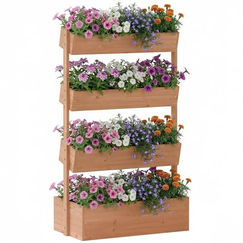 Outsunny Letto da Giardino Rialzato a 4 Livelli 85x45x140 cm Marrone