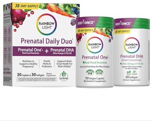 Rainbow Light Prenatal DHA Vitamins for Women | 30 Caplets & 30 Softgels | Omega-3 Fish Oil (DHA & EPA) | Support for Mom & Baby