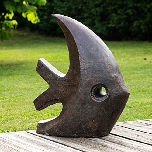 Wanda collection - Déco Moderne Jardin Statue Poisson Petit modèle Brun 50cm