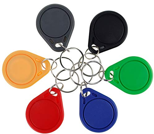 LIBO RFID-nyckelringar NFC smart nyckel tagg kort RFID åtkomstkontroll nyckelringar närhet 13,56 MHz MF klassisk 1k IC S50 token avläsning (paket med 10, blandade färger)