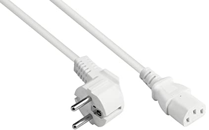Good Connections Câble d'alimentation, 0,5 m / 50 cm, fiche de contact de protection type E+F (CEE 7/7, coudée) vers prise C13 (droite) - Conducteur en cuivre - 0,75 mm² - Câble pour appareils à froid