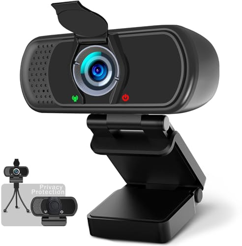 Hrayzan 1080p Webcam with Microphone, USB PC Camera 110-Degree Wide Angle Webcam with Tripod/Privacy Cover,Plug and Play Web Camera for Desktop Computer Laptop mac Video Conferencing Streaming