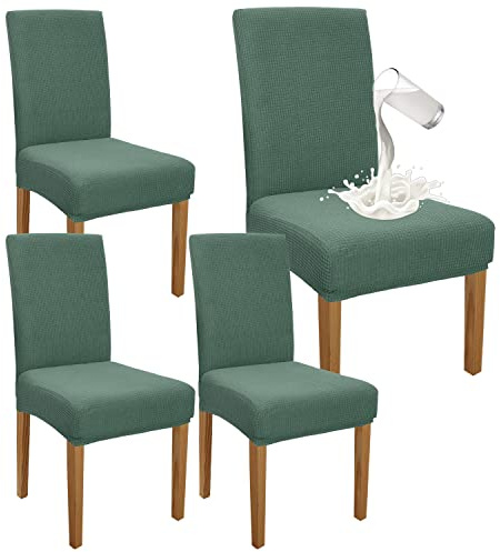 Granbest Premium Waterproof Dining Chair Covers Set of 4, Stretch High Back Chair Slipcovers for Dining Room, Washable Removable Chair Protector for Banquet, Kitchen, Party(MatchaGreen, Pack of 4)