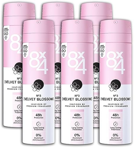 6-pack 8 x 4 deodorantspray nr 3 sammet blomma deodorant 6 x 150 ml