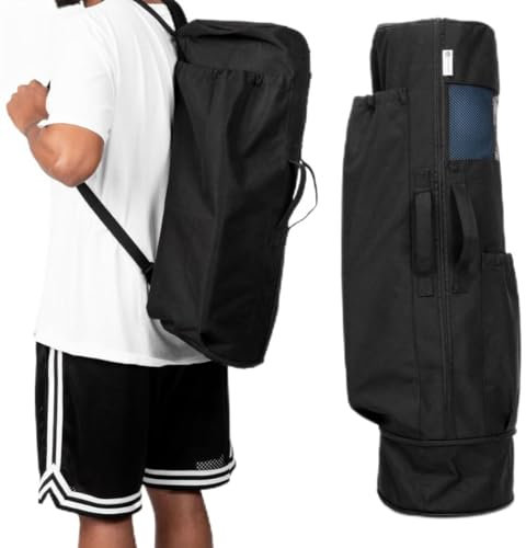 MAGNILAY Schwarze große erweiterbare Yoga-Tasche für Matte und Blöcke, Yogamatten-Tasche für Damen und Herren, Yoga-Taschen und Tragetaschen für alle Ihre Sachen für das Training, mit Taschen und