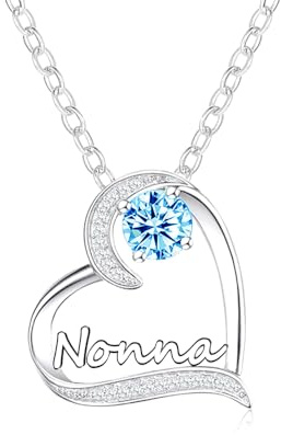 GUOYU Collana Regalo per Nonna - Pendente Cuore Diamante in Argento - Idea Regalo Natale e Compleanno (z3)