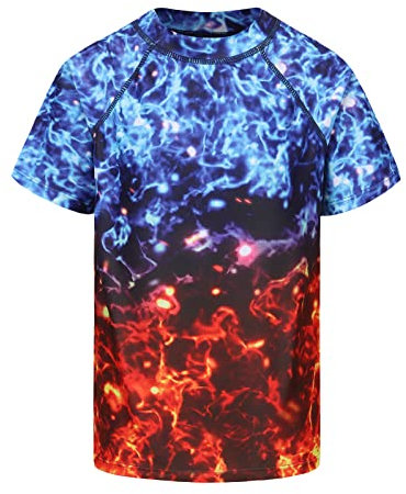 Jungen Kurzarm Schwimmshirt Kinder Schnelltrocknendes Badeshirt Rashguard Badeanzug UV Shirt 146 152/11-12 Jahre
