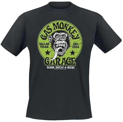 Gas Monkey Garage Green Logo Männer T-Shirt schwarz S 100% Baumwolle Fan-Merch, Filme, TV-Serien
