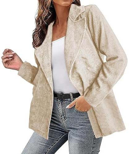 Generisch Damen Blazer Für Frauen, Cardigan, Freizeit Business Jacke, mit Taschen, Deko Knöpfe Vorne, Female Blazer Blazer Flieder Damen Cardigan Blazer Damen Lang