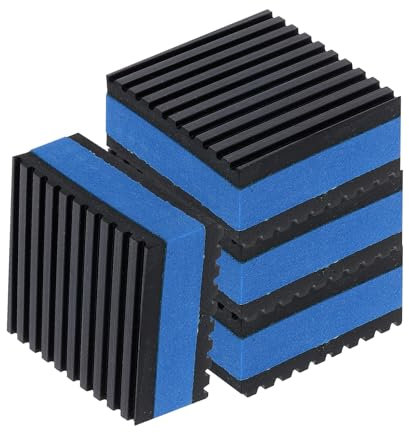 sourcing map 4 almohadillas antivibración para lavadora, almohadillas de amortiguación de vibraciones de 2 x 2 x 7/8 pulgadas, alfombrillas de goma acanaladas con aislamiento de vibración central EVA