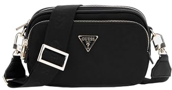 GUESS Damen Gemma Crossbody-Kamera Umhängetasche, Schwarz