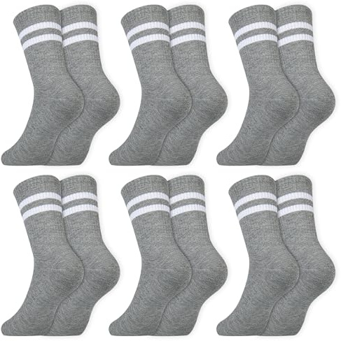 FEISIGE 6 Pairs Sports Socks - Breathable Ankle Cotton Liners for Gym, Leisure & Everyday Wear, Multipack for Men & Women, Size 5-11 (Grey)