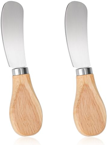 Matwsec 2PCS Cheese Spreader Knives Butter Spreader Knife Spreading 4.8In Stainless Steel Butter Knife Spreaders with Wooden Handle for Jam Charcuterie Pastry Kitchen Accessories Charcuterie Utensils