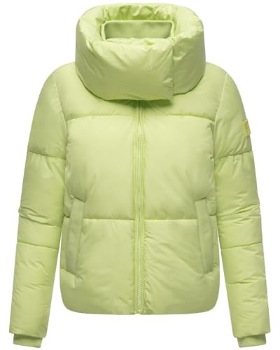 Navahoo Damen Winterjacke warme Steppjacke mit hohem abnehmbaren Kragen Traumelfe 14 Pastell Lime Gr. M