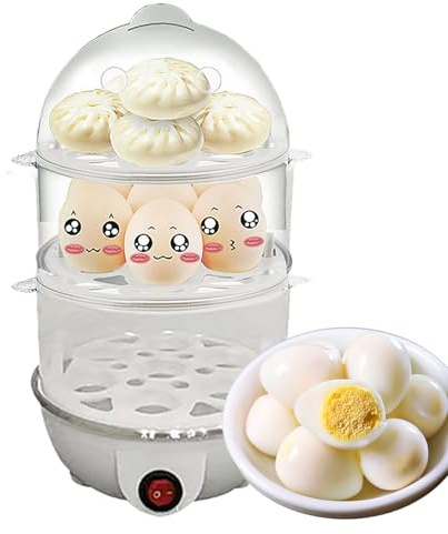 Lnhgh Cuiseur D'Œufs Rapide,Cuiseur Automatique 3 Niveaux Pour Œufs Durs | Appareil Vapeur avec Arrêt Automatique pour Céréales et Bouchées