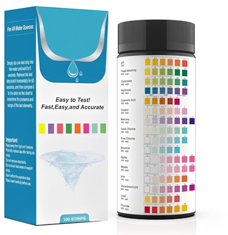 YOFDAL 100 Pezzi 16-in-1 test acquario acqua dolce, Misuratore durezza acqua, Kit durezza acqua