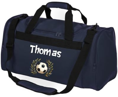 minimutz Sac de sport pour football pour enfants, personnalisé, sac de voyage, sac de football, pour enfants, avec nom 26 l, bleu foncé, circa 54 x 28 x 26 cm