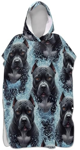 Joitme Surf Poncho for Adults Changing Robe Beach Bath Hooded Towels Quick Dry Dog Faces Unisex Adult Poncho with Hood One Size