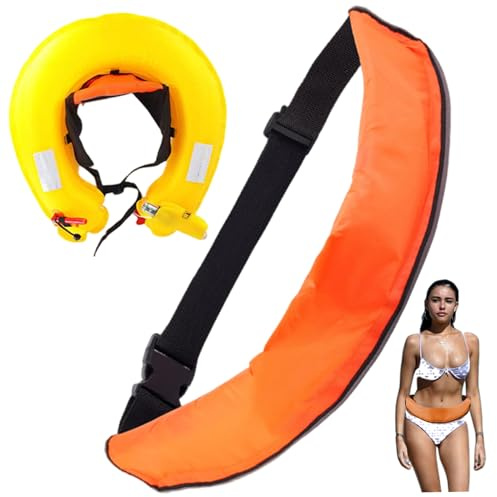 Jorzer Cinturón Salvavidas Inflable, Chaleco Salvavidas Inflable automático con Tiras Reflectantes y Silbato, Paquete de cinturón Ajustable con Tubo Adicional para Kayak, Barco, sin Cilindro de Gas.