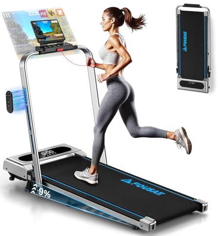 Laufband für Zuhause, FOUSAE 5 in 1 Walking Pad, 12km/h Klappbar Laufband mit 9% Steigung, 2.75HP Walking Machine mit LED-Anzeige, Fernbedienung und App, 12 HIIT, Bis 160 kg, Keine Installation