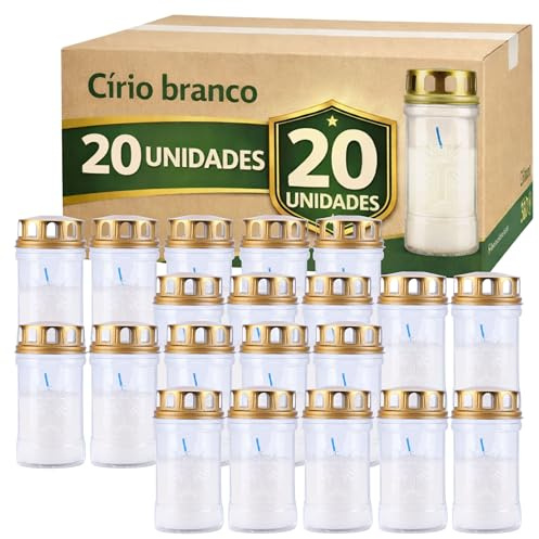 Vela Cirio con Tapa de Seguridad 30L – 13 cm | Larga Duración hasta 48 h para Cementerio, Exterior y Ceremonias | Llama Estable con Protección | (20UN, Blanco)