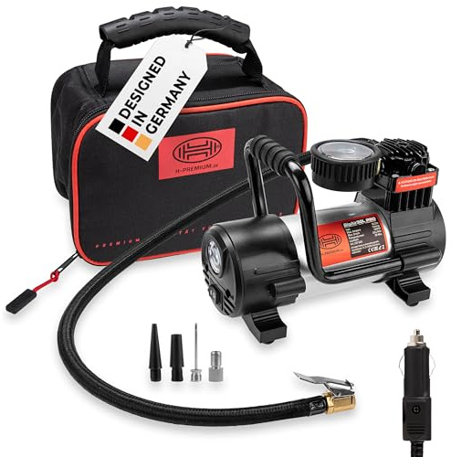 HEYNER®Auto Kompressor 12V elektrische Luftpumpe tragbarer Kompressor 9 bar, mit LED Beleuchtung
