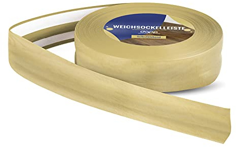 DQ-PP WEICHSOCKELLEISTE – 5m – kiefer – 32x23mm – PVC – selbstklebend – Knickwinkel Fussleisten Gummileiste Sockelleiste Winkelprofil Abschlussleiste Bodenleiste